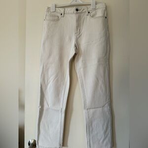 LANDS' END Women’s Mid Rise Modern Straight Jean Cream/White Stretch 10